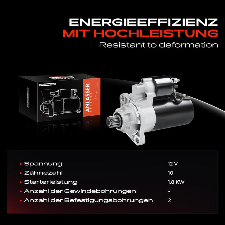 Frankberg Anlasser Starter Kompatibel mit A3 1999-2003 Ibiza 2002-2004 Leon 1999-2006 Fabia 2003-200