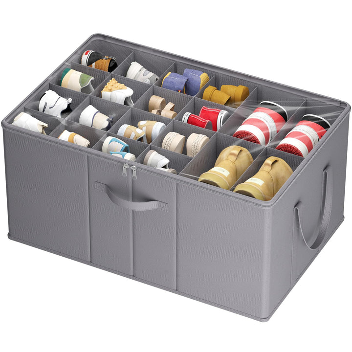 Lifewit Grosser Schuhorganizer für den Kleiderschrank, Faltbarer Schuhkarton mit durchsichtigem Deck