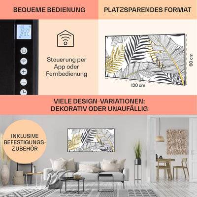 Klarstein Air Art Smart Infrarotheizung, Infrarot Heizung mit IoT/WiFi App-Steuerung, Erkennung Offe