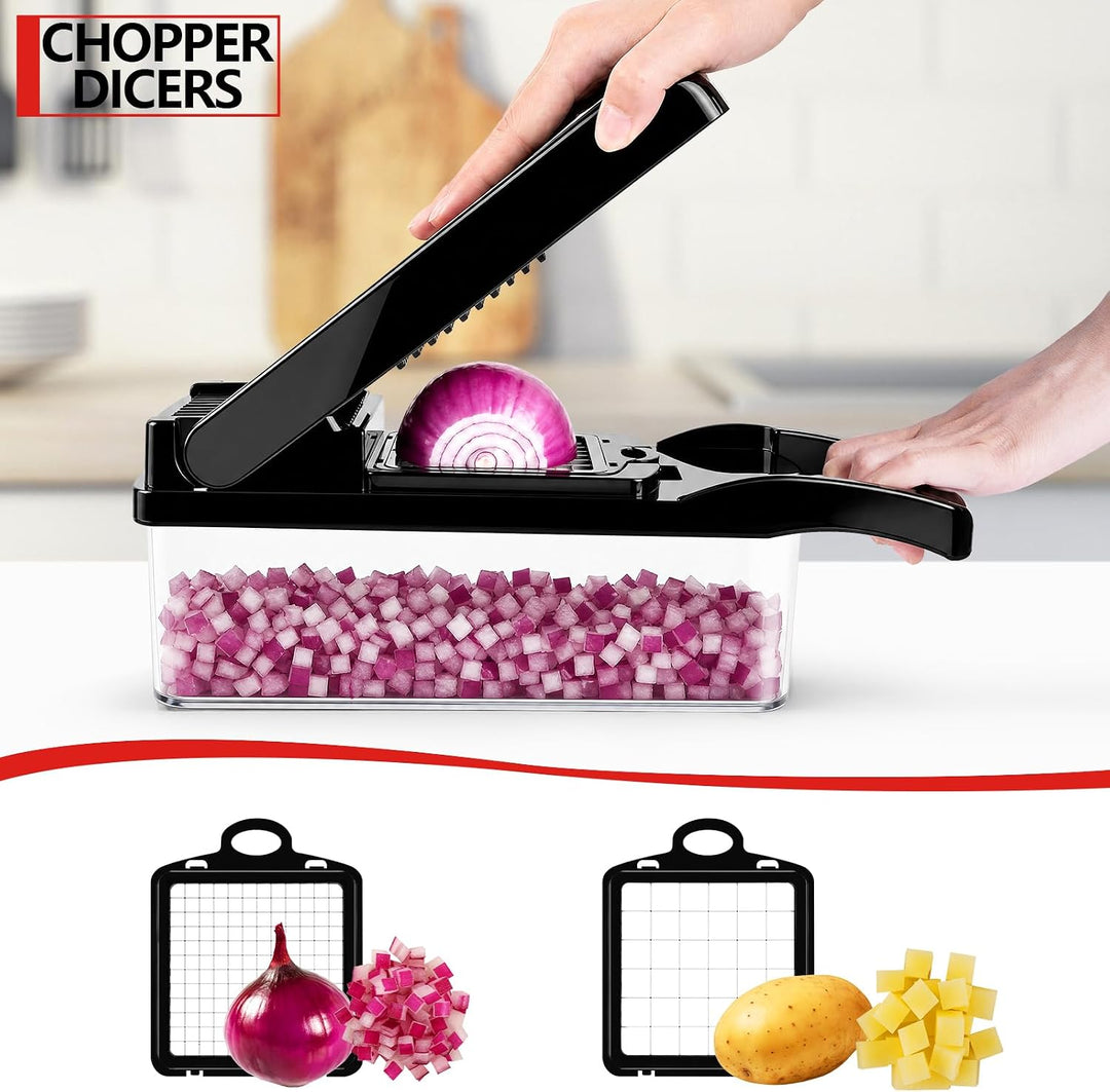 Multifunktionaler 10-in-1 Gemüseschneider Mandoline Gemüsehobel mit 10 Wechselklingen, Universal Rei