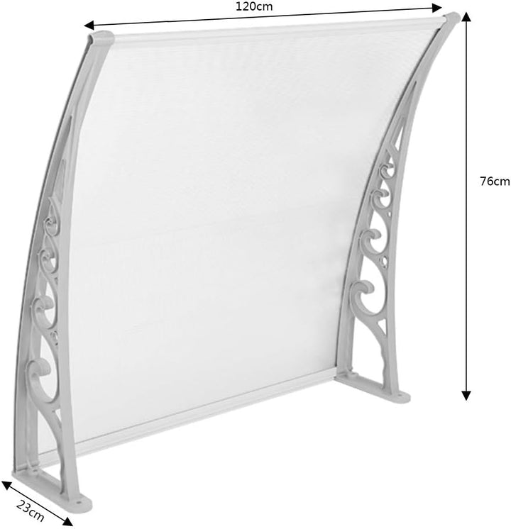 Vordach für Tür, Haustür, Polycarbonat, 80 x 120 x 23 cm 80*120*23 cm, 80*120*23 cm