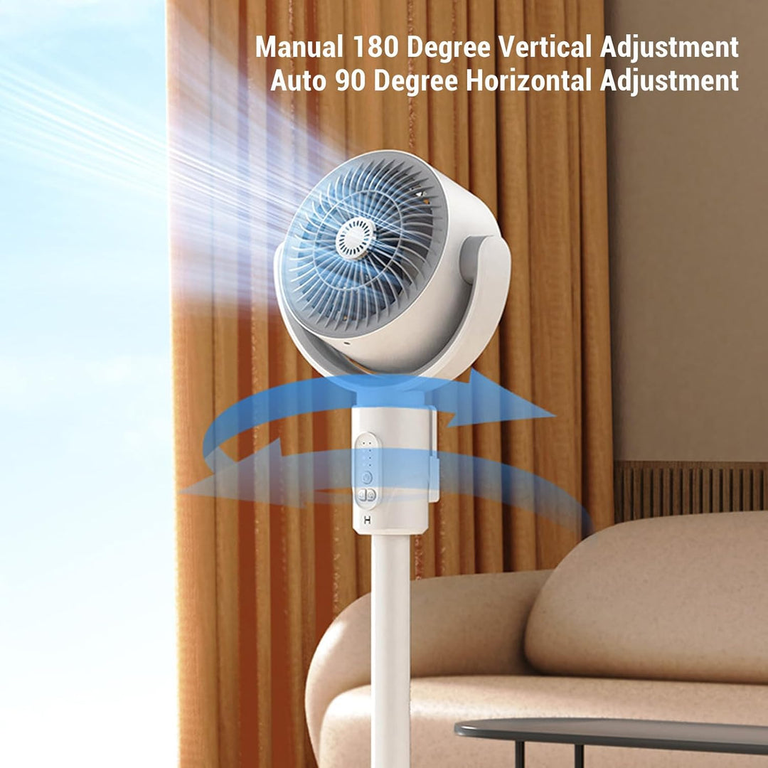 Fockety Ventilator für Schlafzimmer, 90°+180° Oszillierender Standventilator, Bodenventilatoren mit