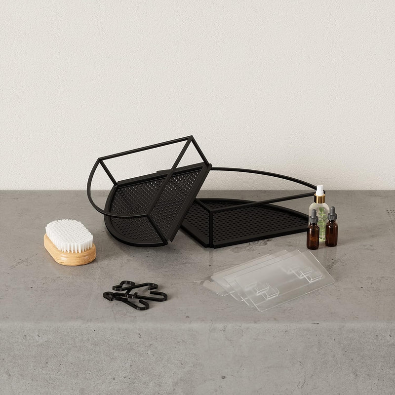 Umbra Cubiko Eckregale, Duschablage ohne Bohren mit Haken, Schwarz, 2er-Set Schwarz Eckregal, Schwar