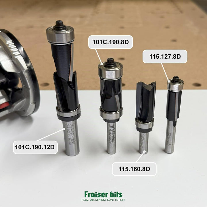 Fraiser® Bündigfräser besäumfräser mit 8 mm oberlager für holz, derivate - und laminatkanten für han
