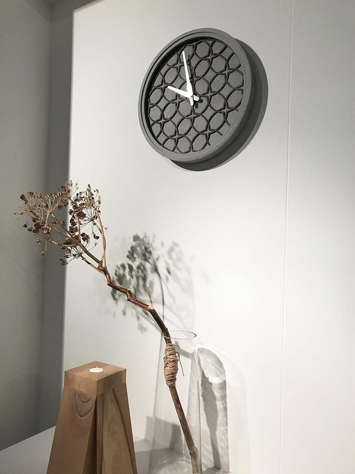 NeXtime Wanduhr "CONCRETE LOVE", lautlos, rund, Stein / Holz, ø 39 cm