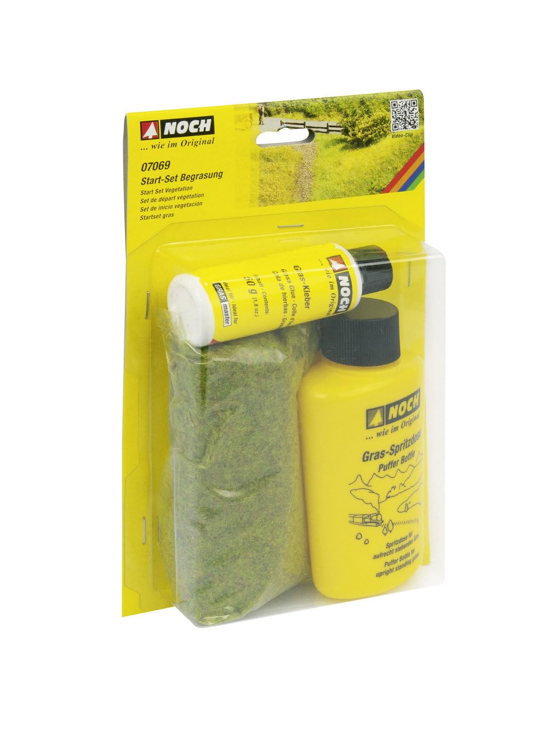 NOCH® Start-Set Begrasung, mit statischem Gras, 40 g Sommerwiese Grasfaser und 50 g Gras-Kleber für