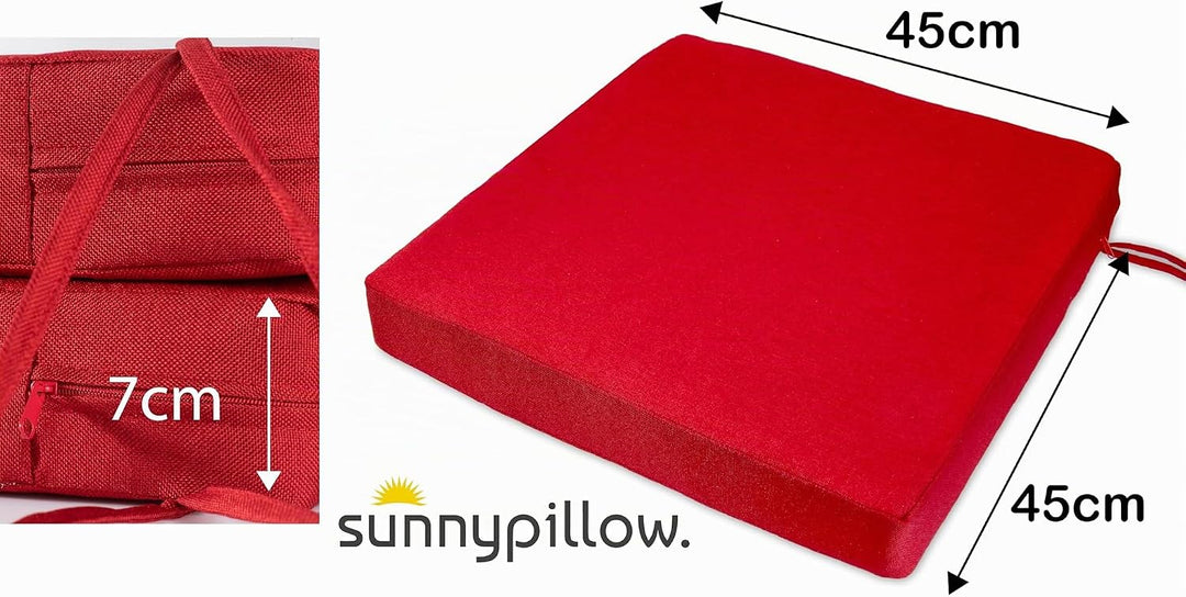 sunnypillow 2er Set Stuhlkissen 45 x 45 cm wasserdicht UV-lichtecht 7cm dick - Outdoor Polsterauflag