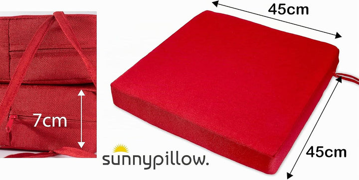 sunnypillow 2er Set Stuhlkissen 45 x 45 cm wasserdicht UV-lichtecht 7cm dick - Outdoor Polsterauflag