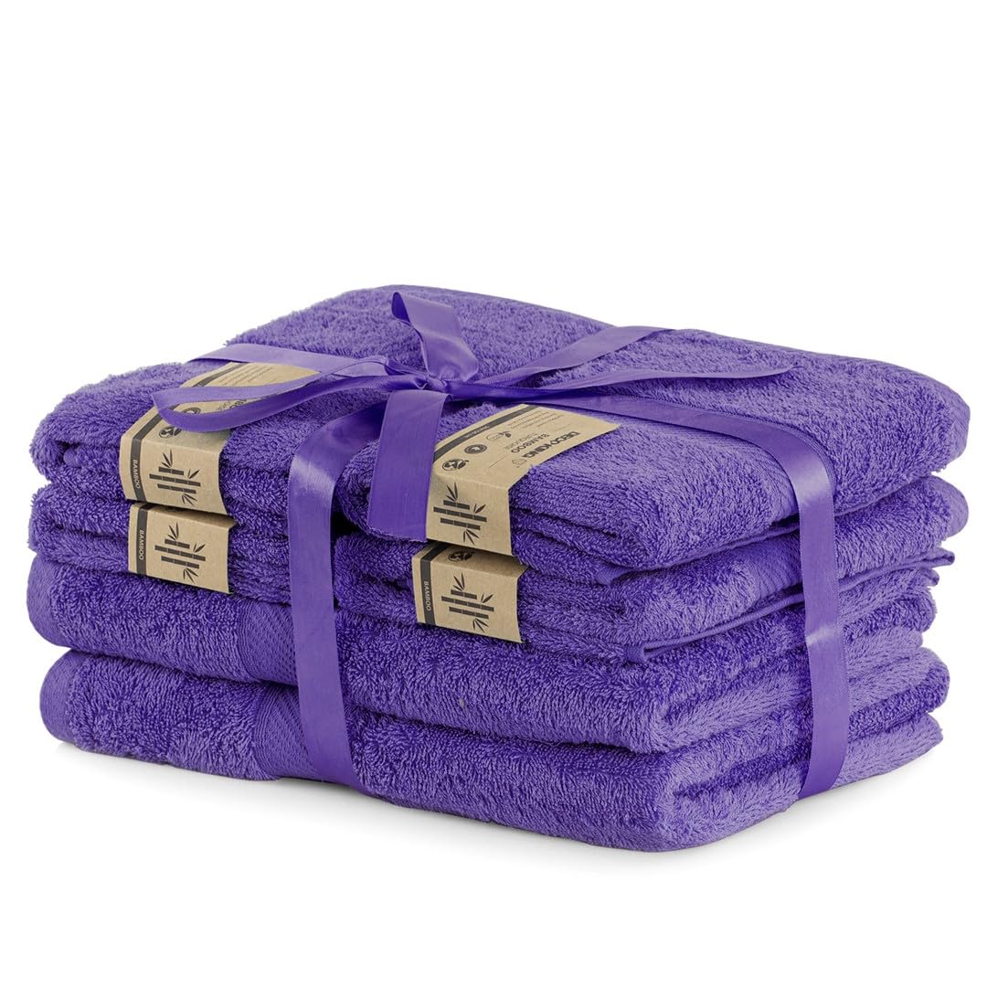DecoKing 6er Set violett Baumwolle 4 Handtücher 50x100 cm und 2 Badetücher 70x140 cm Duschtücher Bam