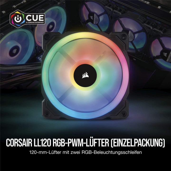 Corsair PWM-Lüfter RGB, Schwarz, 1 x 120 mm Lüfter Einzelpackung, Einzelpackung