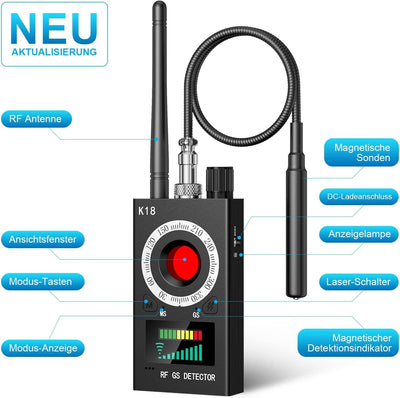 Menborn Wanzen Detektor, Hidden Camera Detector, GPS Spy Finder, Versteckte Kamera Detektor für GSM