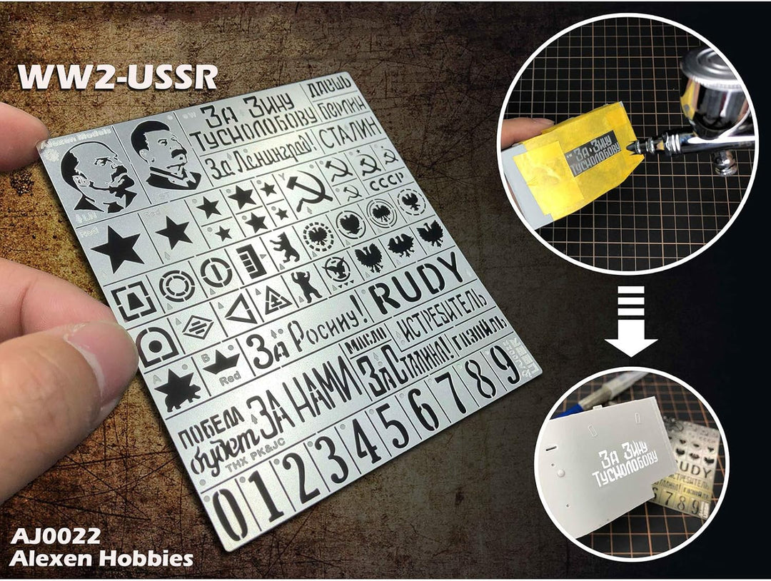 SHEAWA Schablonenschablone Leckage Spritzplatte Modellwerkzeuge AJ0022 für 1/35 WWII UdSSR Panzer Fa