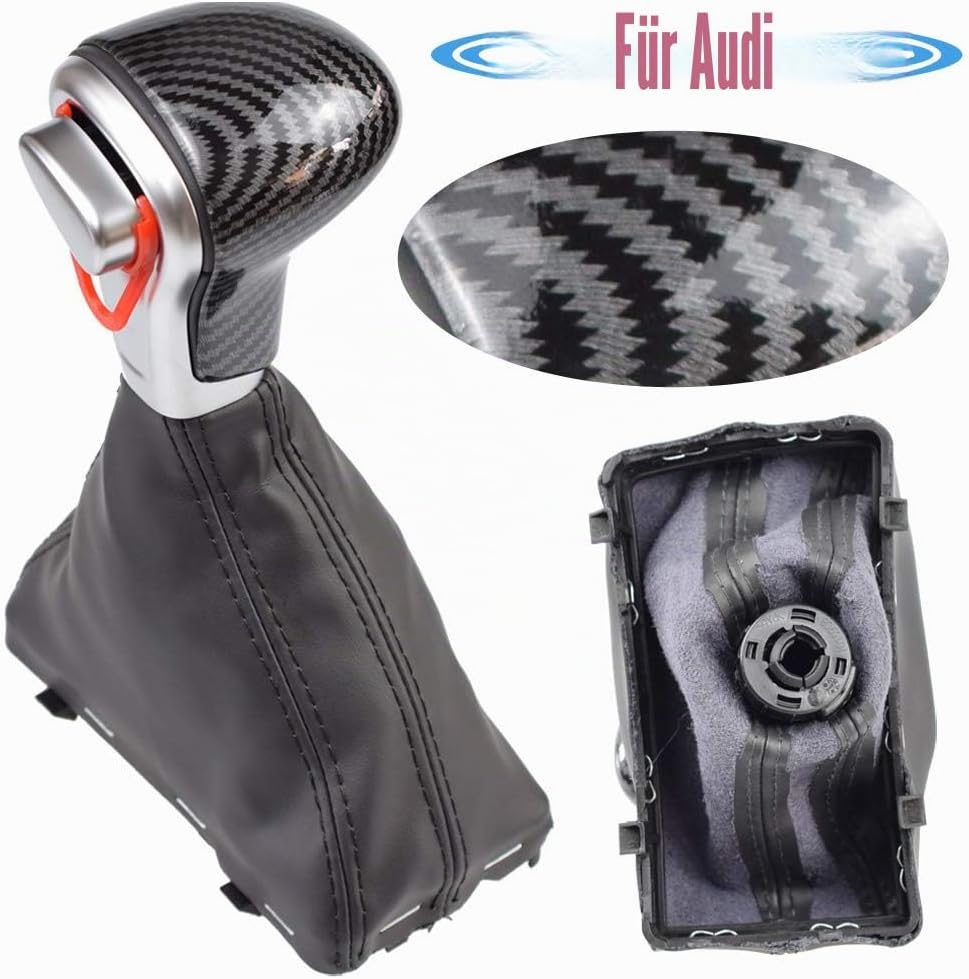 Hacreyatu Automatischer Schaltknauf für A-u-di A4 B8 A5 Q5 (Kohlefaser) Black, Black
