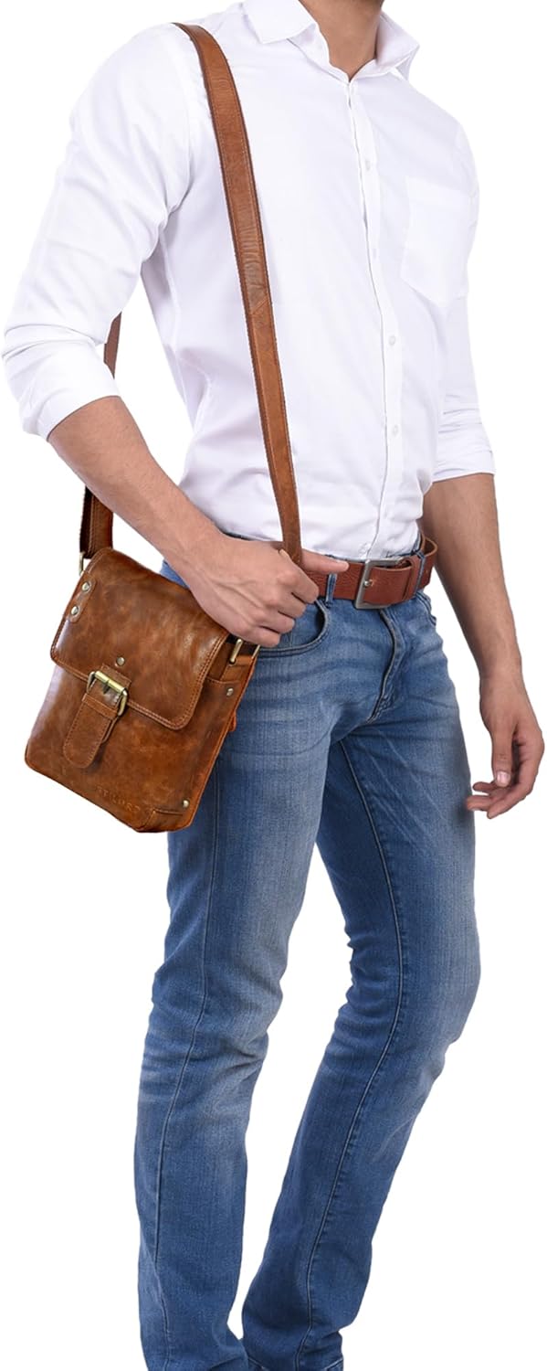 STILORD 'Alessio' Leder Messenger Bag Männer klein Vintage Umhängetasche Herrentasche Tablettasche S