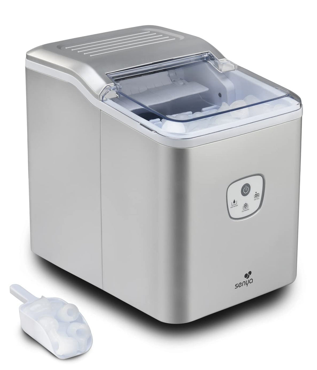 SENYA Ice Cool Eiswürfelmaschine, 12 kg/24 H, 1,6 Liter, silberfarben, 120 W SYCP-IM002