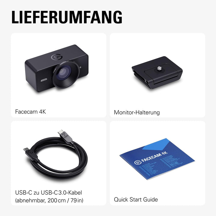 Elgato Facecam 4K - 4K60-Studio-Webcam,DSLR-vergleichbare Steuerung, cineastische Effekte, 49 mm-Obj