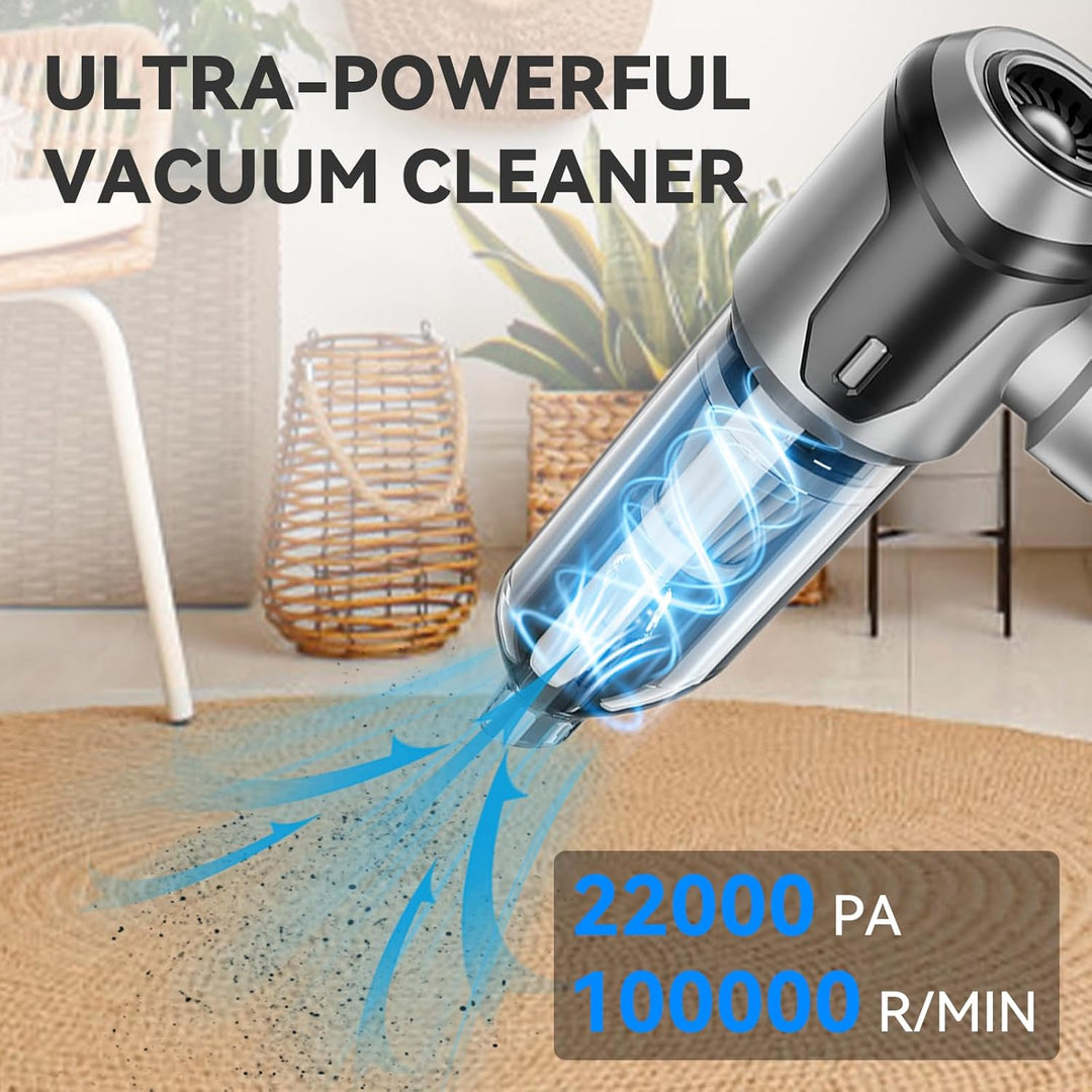 Handstaubsauger, 22000Pa Handstaubsauger Akku, Autostaubsauger mit Bürstenloser Motor, Auto Kabellos