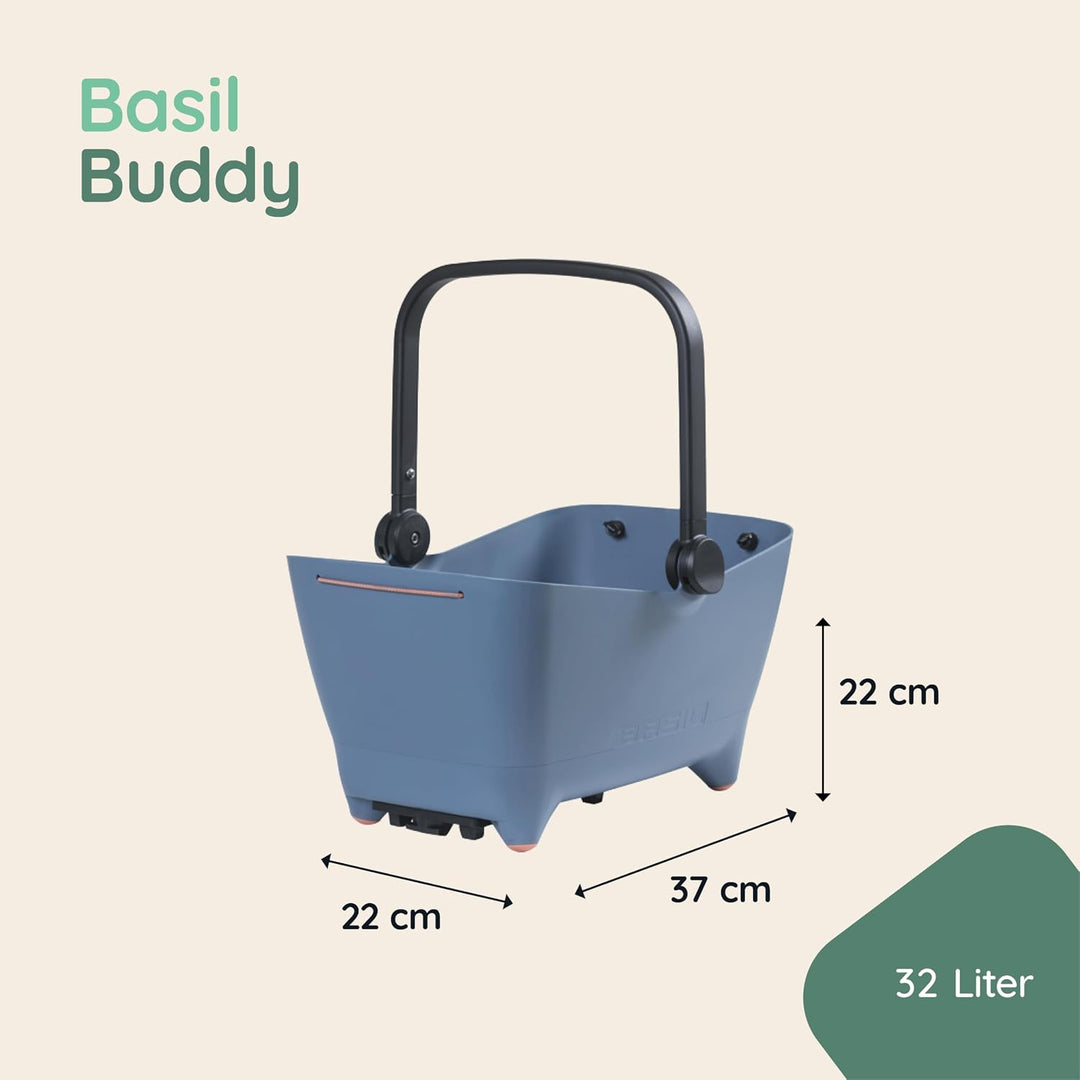 Basil Buddy MIK Hundefahrradkorb - 32L, Blau, Robust, Inkl. abschliessbarem MIK-System und MIK Carri