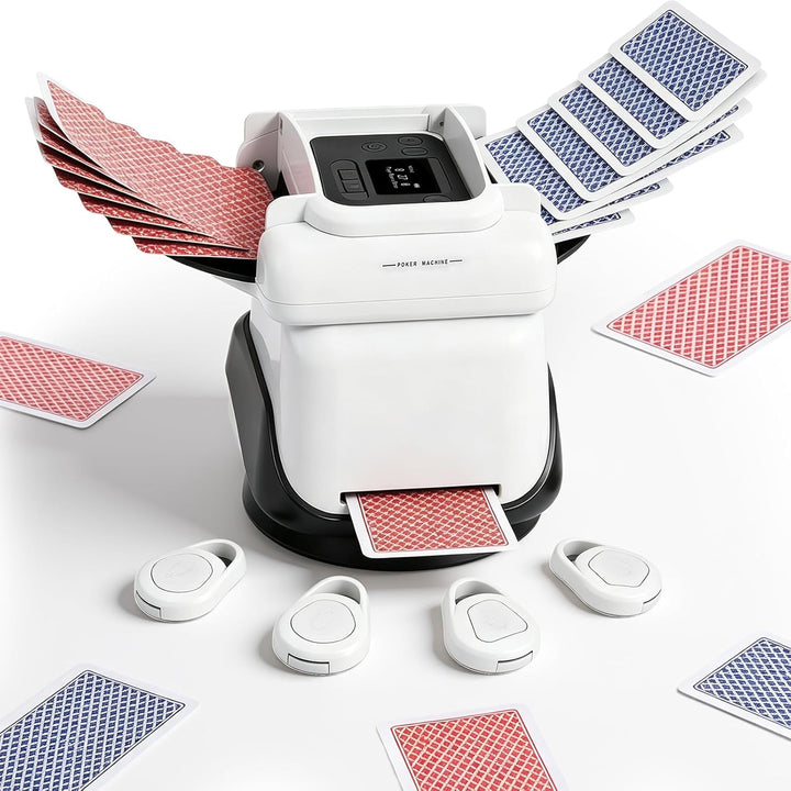 Kartenmischmaschine mit Austeilen, 360° Drehung für 1–4 Decks, Automatischer Kartenmischer und Auste