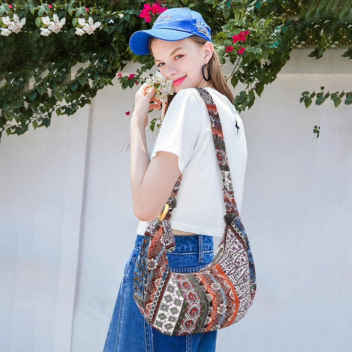 PORRASSO Hippie Umhängetasche Damen Schulterbeutel Leicht Schultertasche Tote für Reise Strandschule