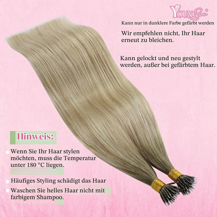 YoungSee Nanoring Extensions Echthaar Ombre Nano Extensions Echthaar 40cm Nanoring Haarextension Asc