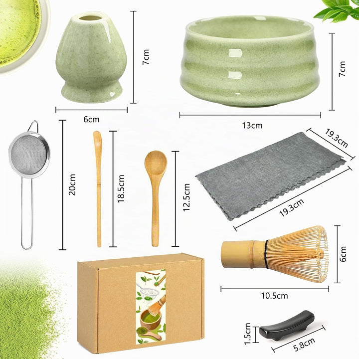 Matcha Set, 8 Stück Matcha Besen Set, Matcha Tea Set,Stylisches Matcha Set, Matcha Schale, Chasen, M