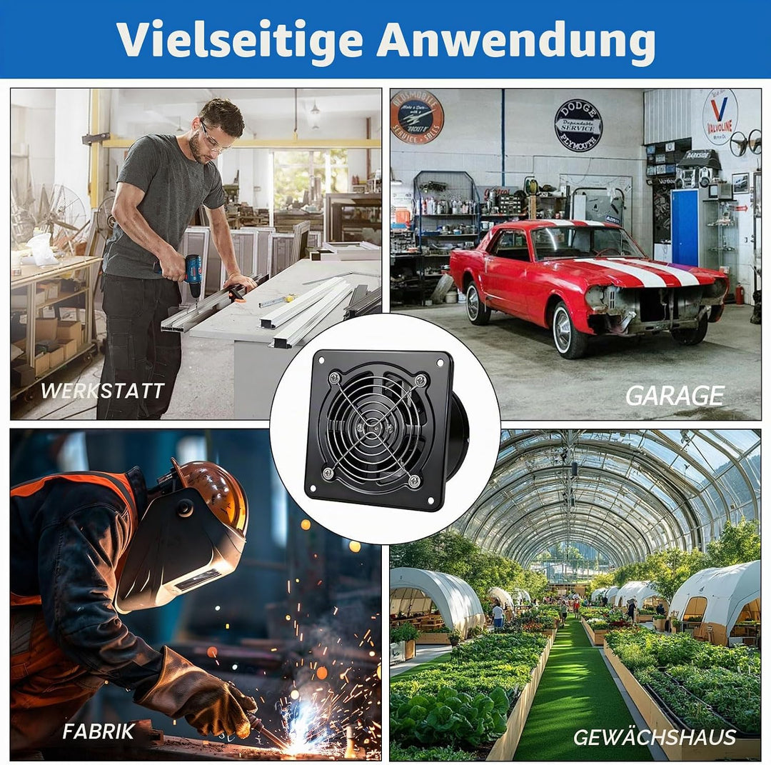 100mm Abluftventilator 140m³/h, badlüfter 100mm mit Rücklaufklappe, Rauchabzug Wandventilator Abluft