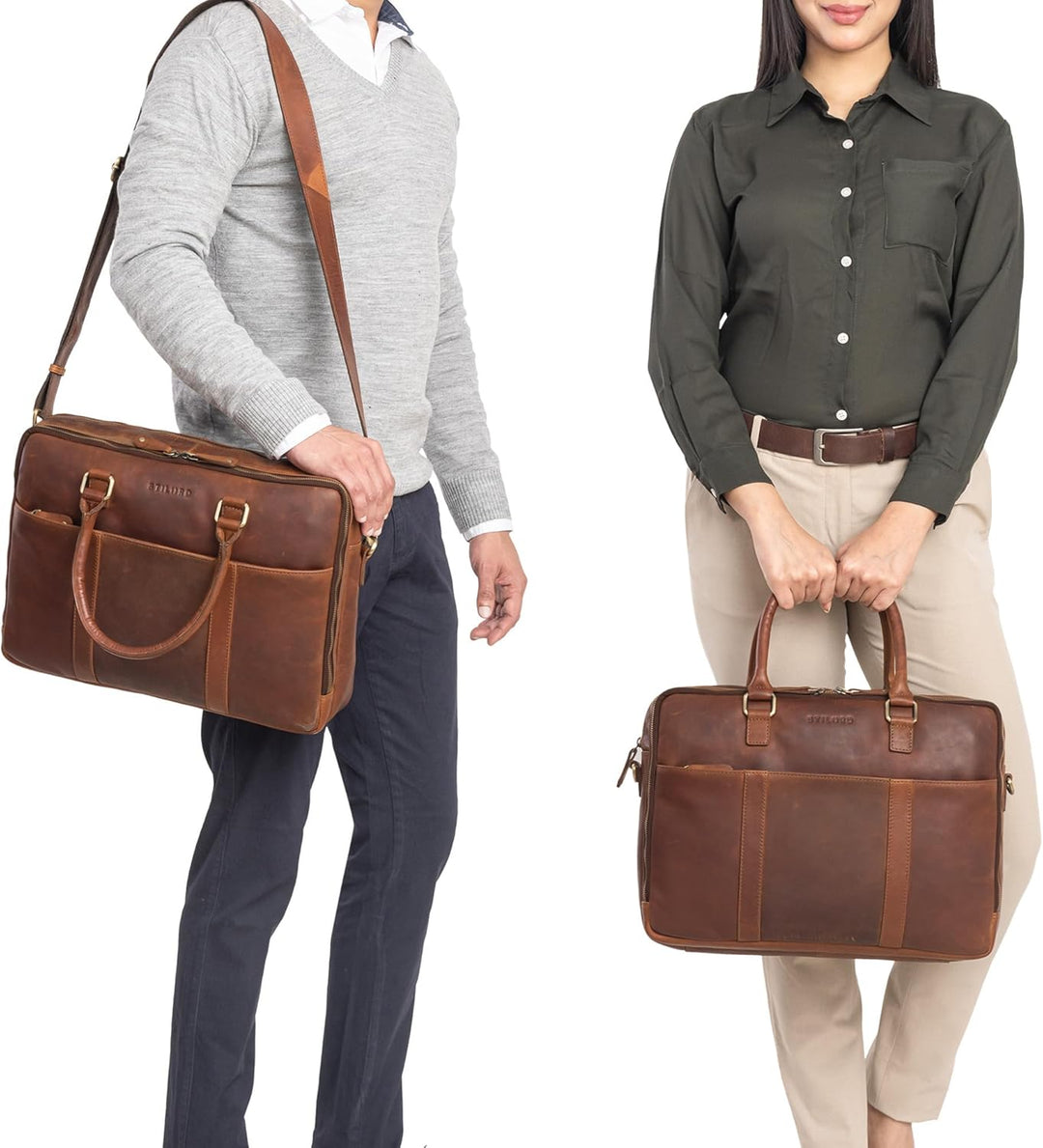 STILORD Drake Businesstasche Leder Gross Vintage Aktentasche XL Ledertasche Laptoptasche für Arbeit