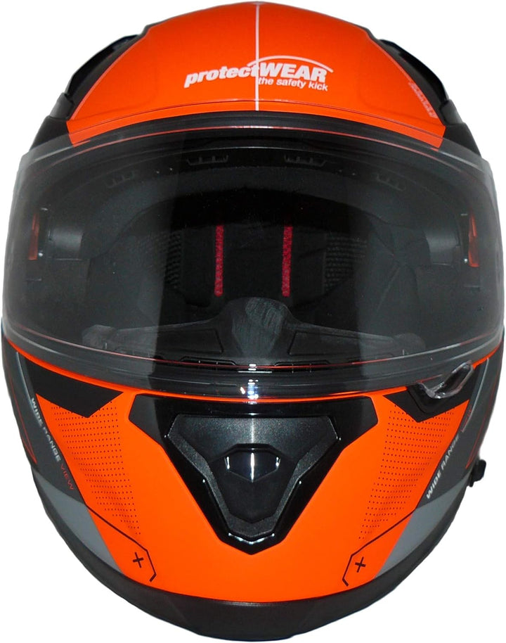 Motorradintegralhelm mit integrierter Sonnenblende und klappbarem Visier 917-OG XL orange grau, XL o