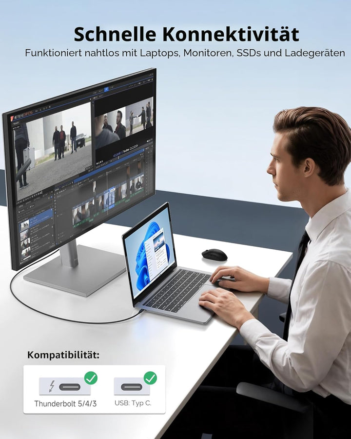 Cable Matters 40Gbps Active USB4 kabel 3 m, mit 8K Video & 100 W Ladeleistung, Kompatibel mit Thunde