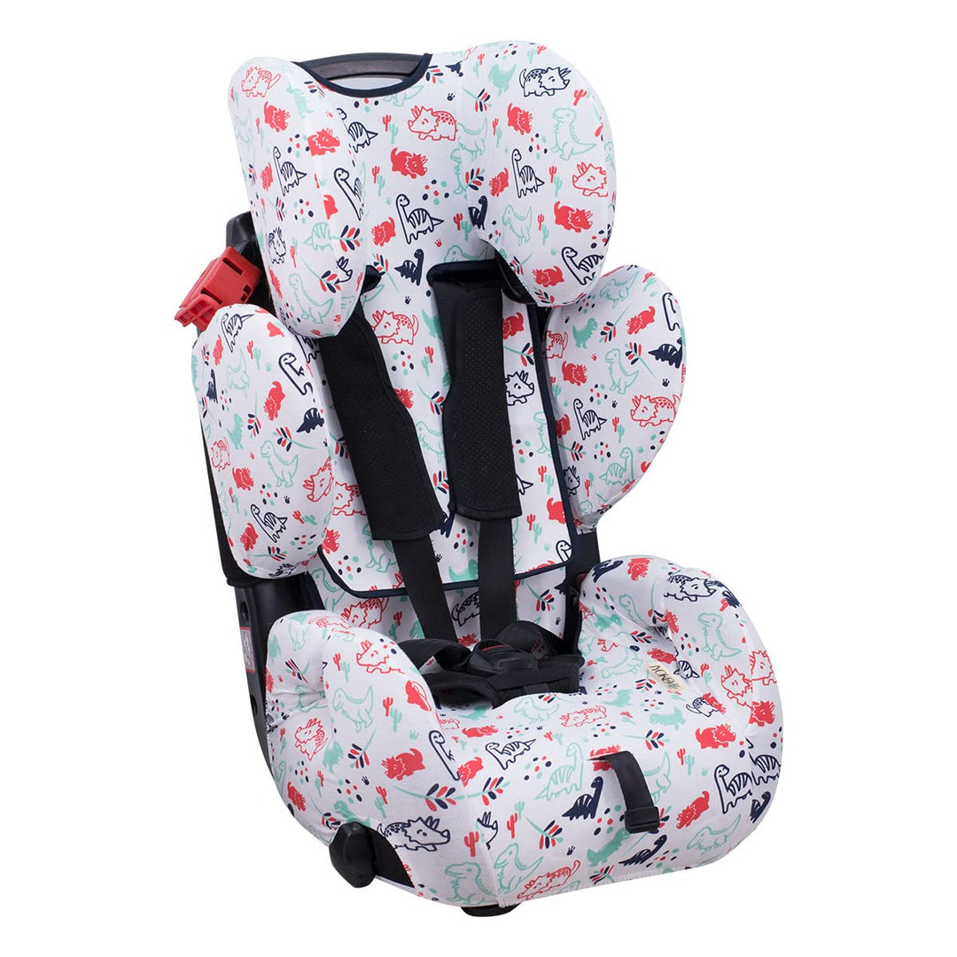 JYOKO KIDS Bezug für Autositz kompatibel mit Recaro Young Sport Hero, aus Baumwolle (Dino Party), Di