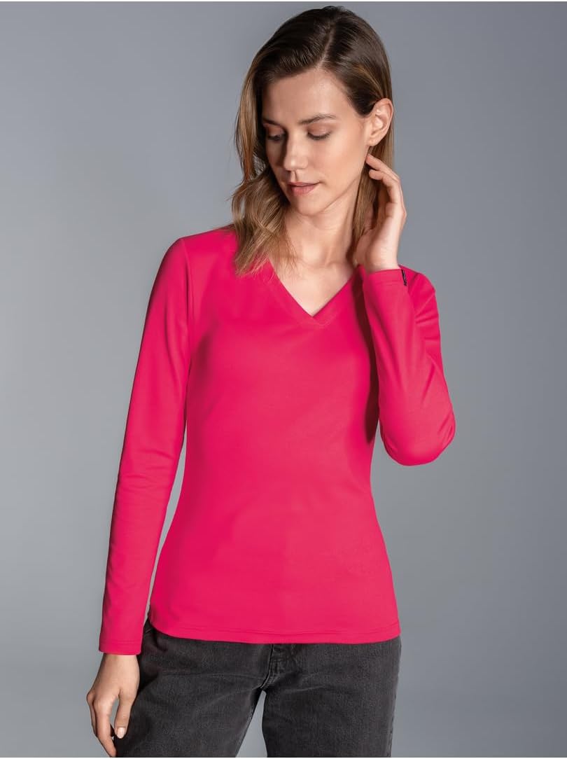 TRIGEMA Langarmshirt mit V-Ausschnitt XL Koralle, XL Koralle