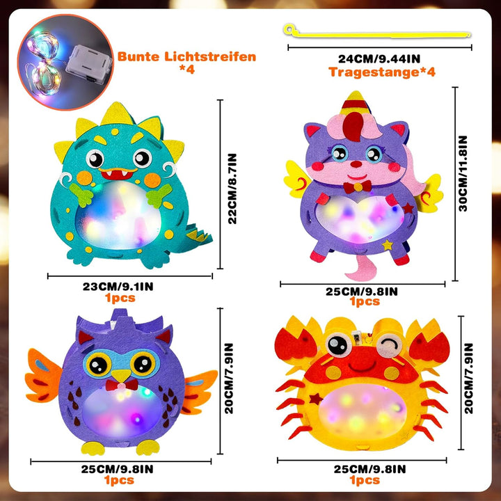 Laternen Bastelset für Kinder 4pcs, Laterne St Martin mit Laternenstab, Laterne Basteln kinder Set,