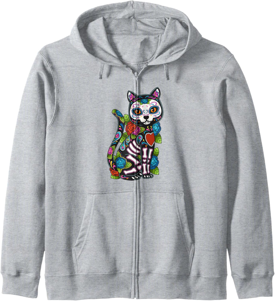 Katze Zuckerschädel Mexiko Calavera Dia De Los Muertos Kapuzenjacke