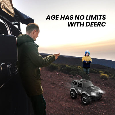 DEERC Ferngesteuertes Auto, 1:18 SUV mit LED-Scheinwerfern, 2,4 GHz, 160 Minuten Spiel, All-Terrain