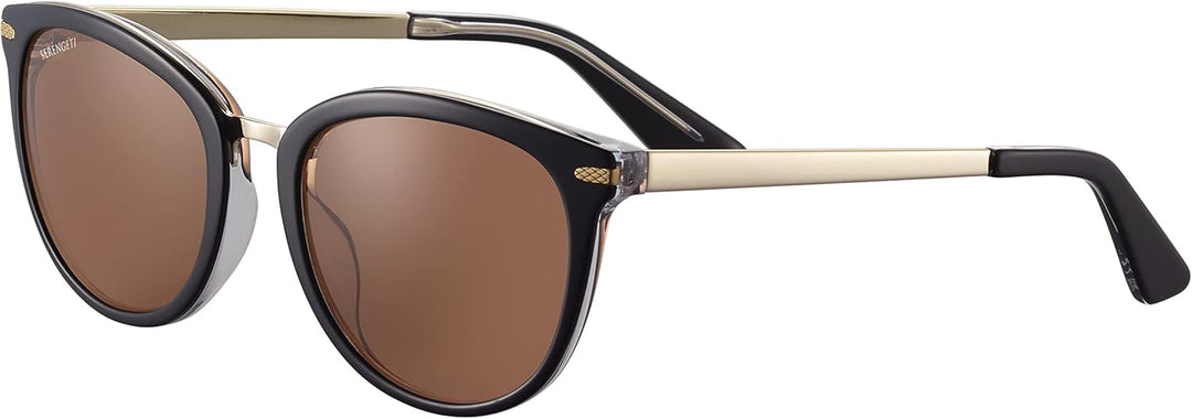 Serengeti Unisex Jodie Sonnenbrille M Glänzend Schwarz, Transparent, Innen Glänzend, Helles Gold, Me