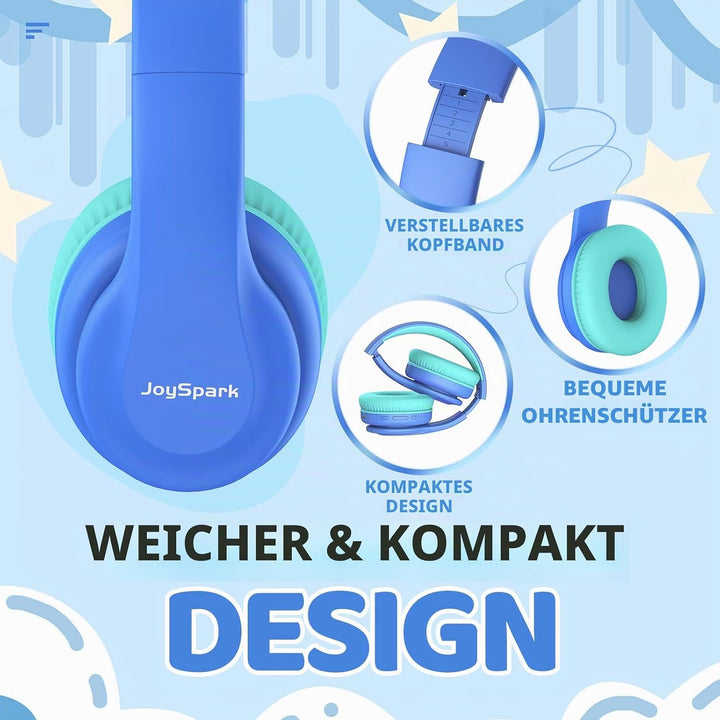 Bluetooth Kopfhörer Kinder, Kabellose Kinderkopfhörer Over-Ear mit 85/94dB Lautstärkebegrenzung, 60