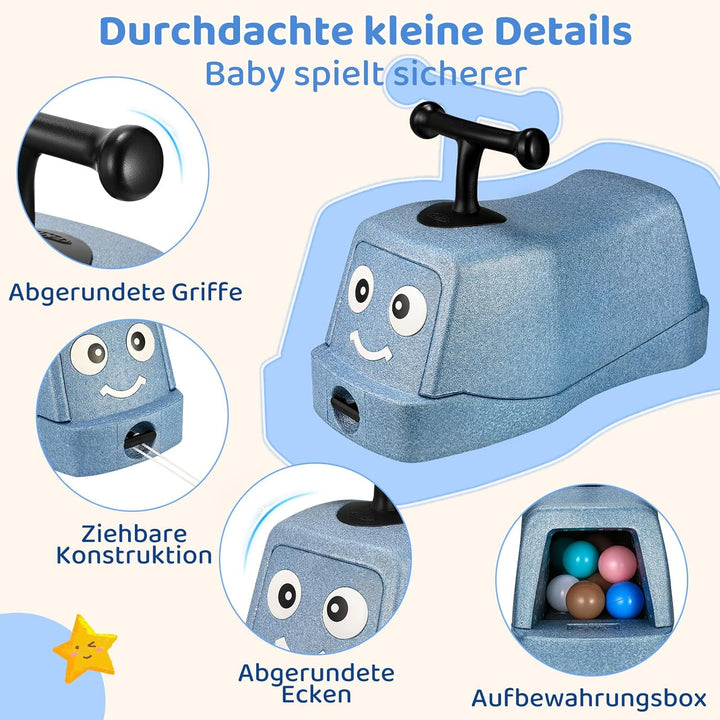 MAMIZO 5 in 1 Rutschauto ab 1 Jahr, Babyrutscher mit 360° Geräuschlose Räder, Babyroller bis 20kg, B