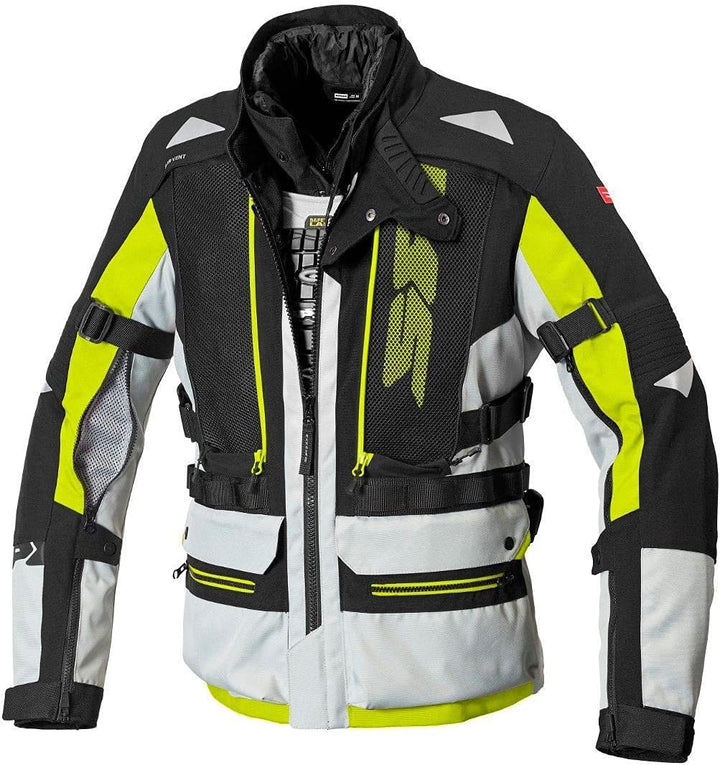 Spidi H2Out Allroad Motorrad Textiljacke (Black/Grey/Yellow,L)