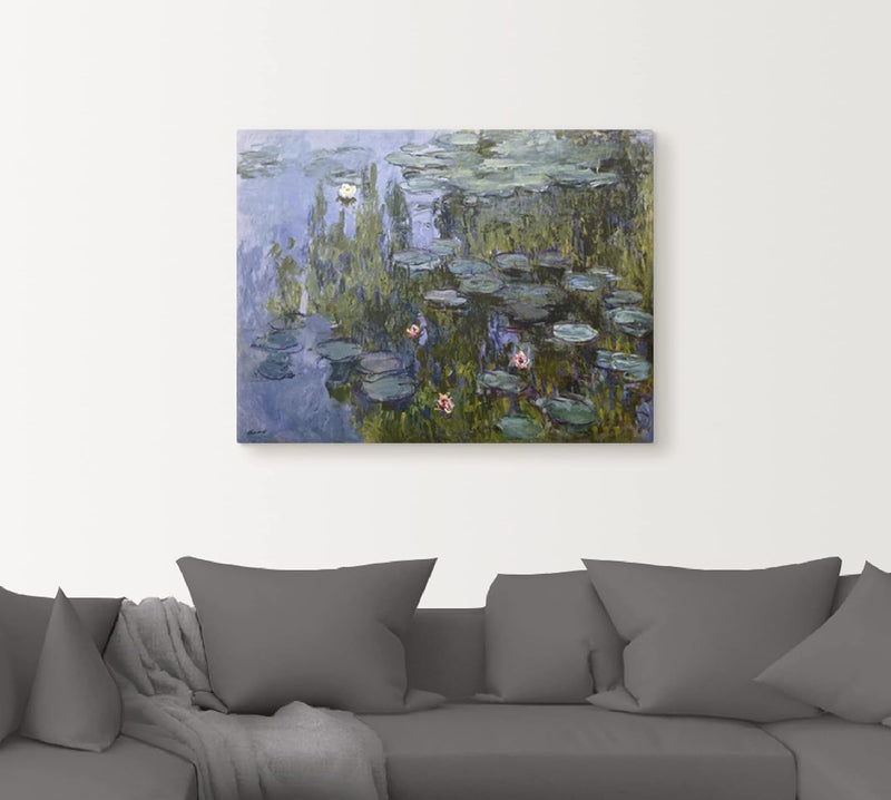 ARTland Leinwandbilder Wandbild Bild auf Leinwand 80x60 cm Wanddeko Teich See Pflanzen Blumen Seeros