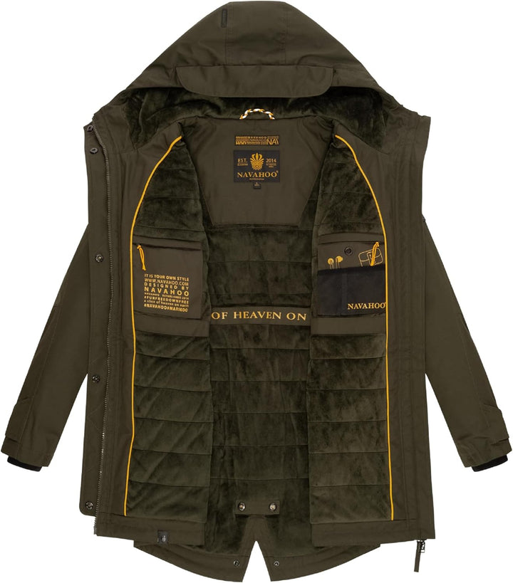 Navahoo Damen Übergangsjacke warmer Kurzmantel Regenjacke wasserdicht mit Kapuze Brinjaa XS-XXL XS D