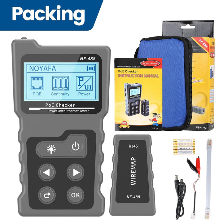 NF-488 Netzwerk RJ45 Tester mit LCD Display, Zur Überprüfung des Kurzschluss, Quer & Unterbrechungsz