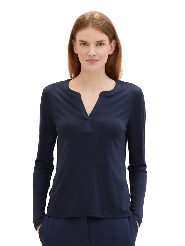 TOM TAILOR Damen Longsleeve T-Shirt L 10668 - Sky Captain Blue, L 10668 - Sky Captain Blue