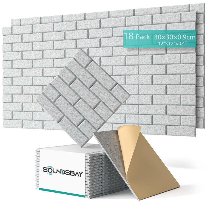 Soundsbay Akustikplatten selbstklebend 18 Stück, Schalldämmung Schallschutz Wand hoher Dichte Ziegel