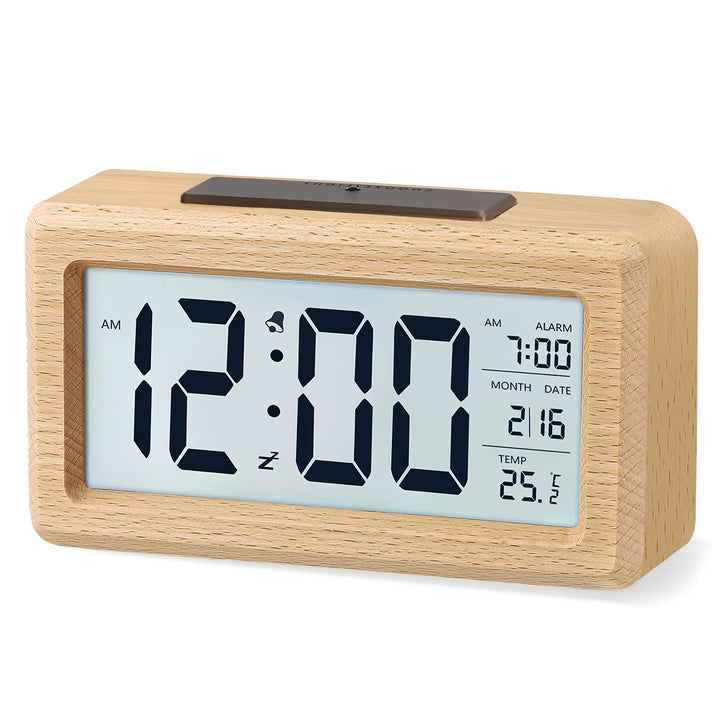 aboveClock Wecker Digital, Holz mit Sensore Moduls, Tischuhr mit Grosser Anzeige, Datum, Teperatur A