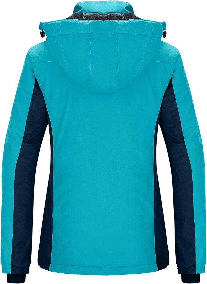 Wantdo Damen Winter Skijacke Warm Fleece Mantel Berg Snowboardjacke Outdoor Kapuzen Windbreaker Jack