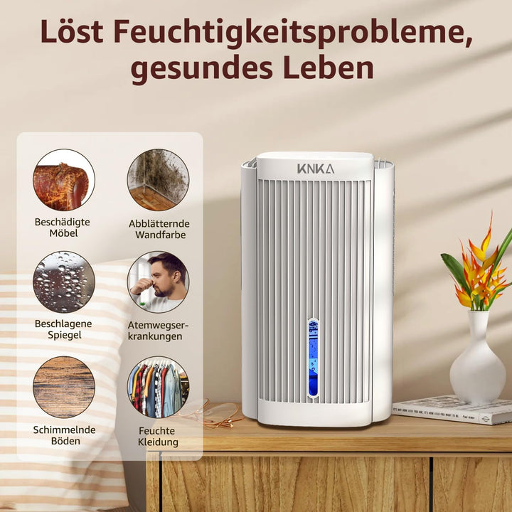 KNKA Luftentfeuchter, Luftentfeuchter Elektrisch, 1,1 l, Raumentfeuchter unter 28dB für 30m² Wohnung