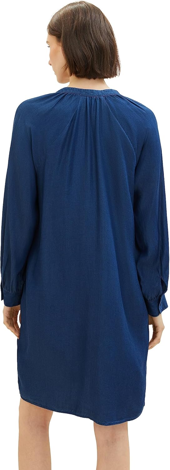 TOM TAILOR Damen Jeanskleid mit Taschen 38 10113-clean Mid Stone Blue Denim, 38 10113-clean Mid Ston