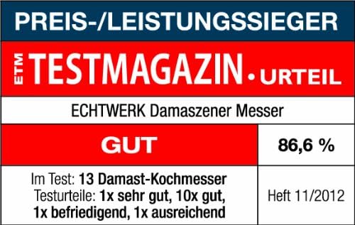 ECHTWERK Damastmesser Küchenmesser Kochmesser, gebogene scharfe Klinge für präzise Schnitte von Flei