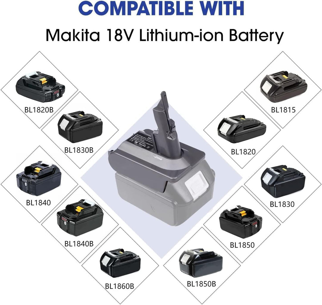 【Upgraded】 2-in-1 V7/8 Akku-Adapter für Makita 18V Akku konvertieren zu für Dyson V7/8 Handstaubsaug